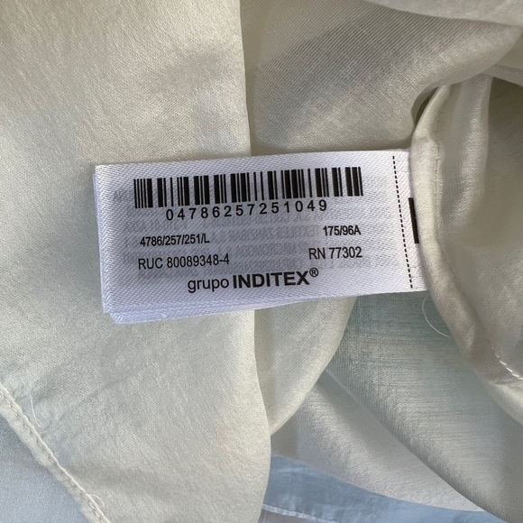 NWT!! Zara Oyster White Ecru Semi Sheer Shirt Blouse With Jewels Size L - Picture 11 of 14